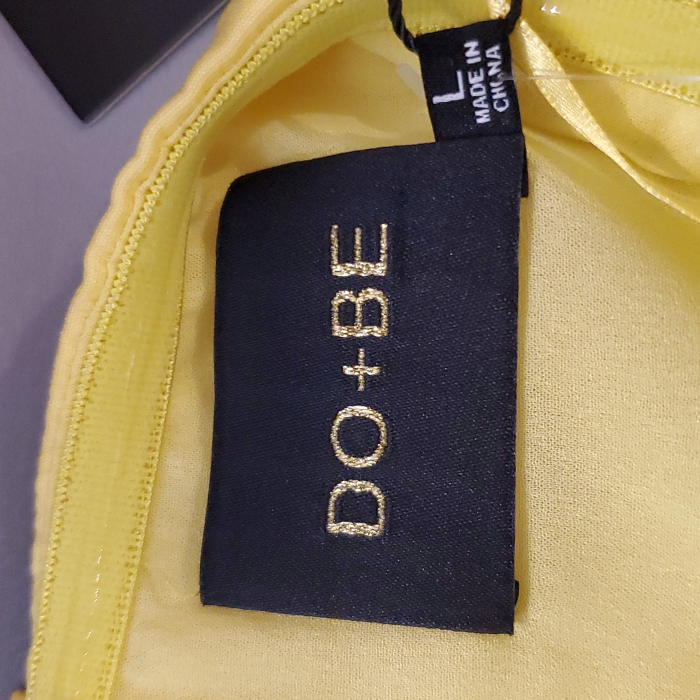 DO+BE Vibrant Yellow Strapless Dress With A Flower Accent Size L new with tags - Picture 3 of 9